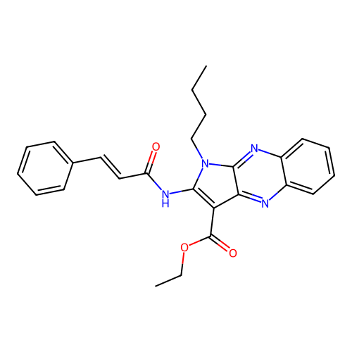 ethyl 1-butyl-2-cinnamamido-1H-pyrrolo[2,3-b]quinoxaline-3-carboxylate structure