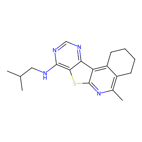 5-methyl-N-(2-methylpropyl)-1,2,3,4-tetrahydropyrimido[4',5':4,5]thieno[2,3-c]isoquinolin-8-amine structure