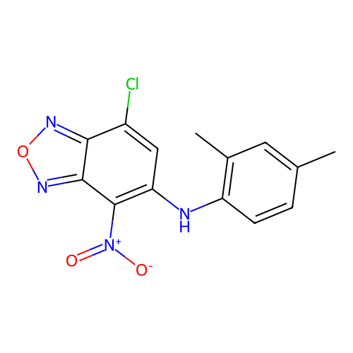 7-chloro-N-(2,4-dimethylphenyl)-4-nitro-2,1,3-benzoxadiazol-5-amine structure