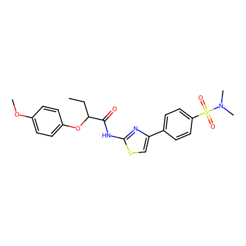 N-(4-(4-(N,N-dimethylsulfamoyl)phenyl)thiazol-2-yl)-2-(4-methoxyphenoxy)butanamide structure