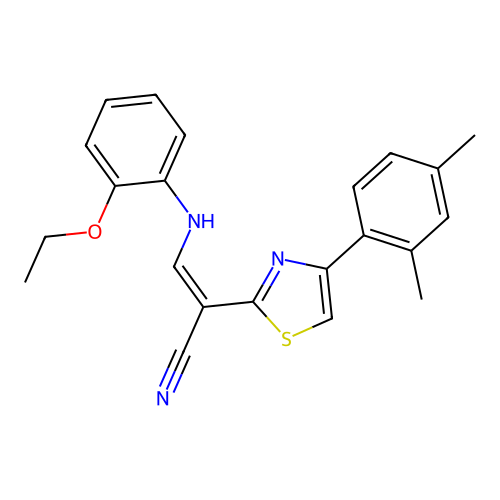 (Z)-2-(4-(2,4-dimethylphenyl)thiazol-2-yl)-3-((2-ethoxyphenyl)amino)acrylonitrile structure
