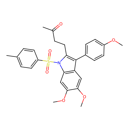 4-(5,6-dimethoxy-3-(4-methoxyphenyl)-1-tosyl-1H-indol-2-yl)butan-2-one structure