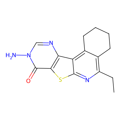 9-amino-5-ethyl-1,2,3,4-tetrahydropyrimido[4',5':4,5]thieno[2,3-c]isoquinolin-8(9H)-one structure
