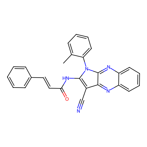 N-(3-cyano-1-(o-tolyl)-1H-pyrrolo[2,3-b]quinoxalin-2-yl)cinnamamide structure
