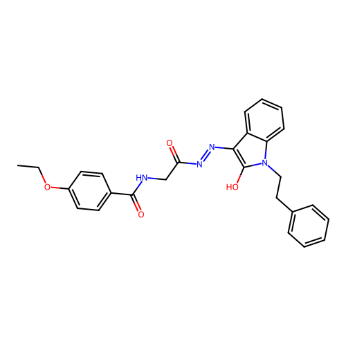 (Z)-4-ethoxy-N-(2-oxo-2-(2-(2-oxo-1-phenethylindolin-3-ylidene)hydrazinyl)ethyl)benzamide structure