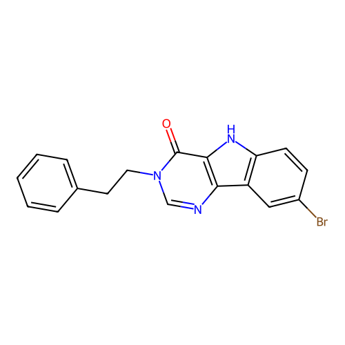 8-bromo-3-(2-phenylethyl)-3,5-dihydro-4H-pyrimido[5,4-b]indol-4-one structure