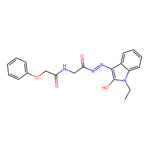 (Z)-N-(2-(2-(1-ethyl-2-oxoindolin-3-ylidene)hydrazinyl)-2-oxoethyl)-2-phenoxyacetamide structure