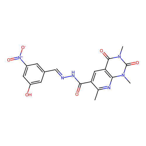 N'-(3-hydroxy-5-nitrobenzylidene)-1,3,7-trimethyl-2,4-dioxo-1,2,3,4-tetrahydropyrido[2,3-d]pyrimidine-6-carbohydrazide structure