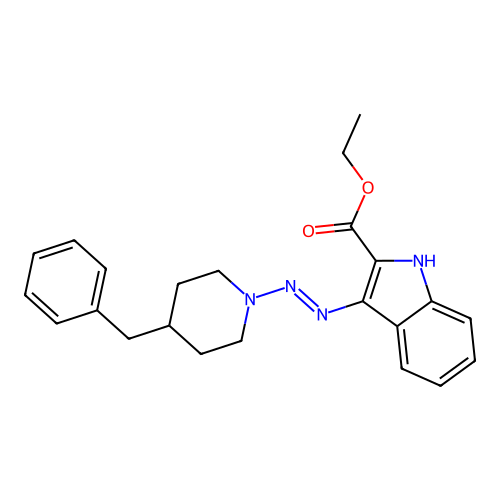 ethyl 3-[(E)-(4-benzylpiperidin-1-yl)diazenyl]-1H-indole-2-carboxylate structure