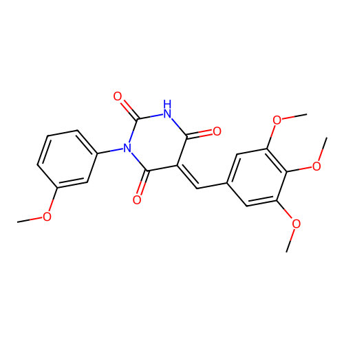 (5E)-1-(3-methoxyphenyl)-5-(3,4,5-trimethoxybenzylidene)pyrimidine-2,4,6(1H,3H,5H)-trione structure