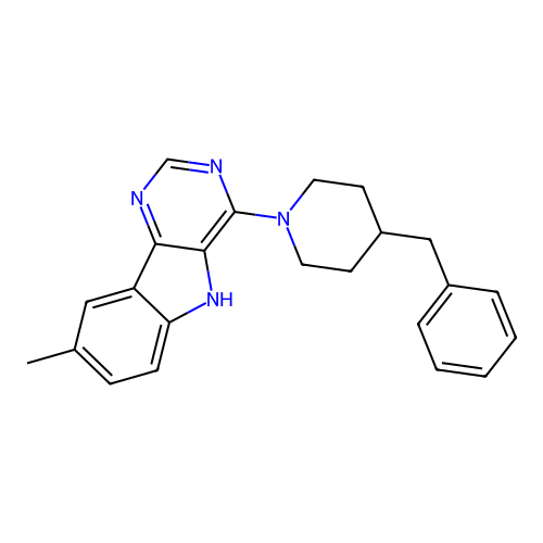 4-(4-benzylpiperidin-1-yl)-8-methyl-5H-pyrimido[5,4-b]indole structure
