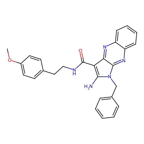 2-amino-1-benzyl-N-(4-methoxyphenethyl)-1H-pyrrolo[2,3-b]quinoxaline-3-carboxamide structure