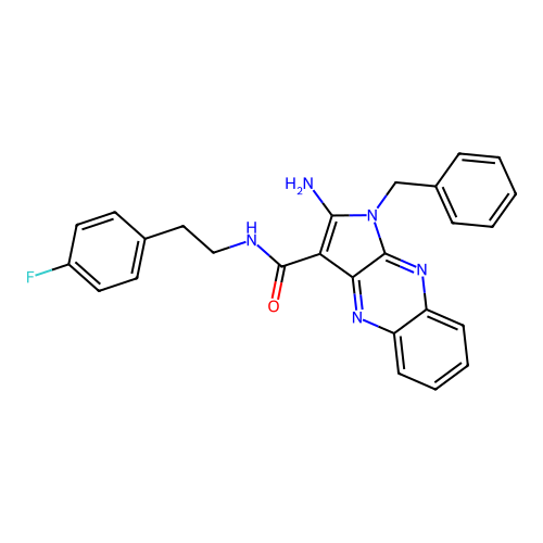 2-amino-1-benzyl-N-(4-fluorophenethyl)-1H-pyrrolo[2,3-b]quinoxaline-3-carboxamide structure