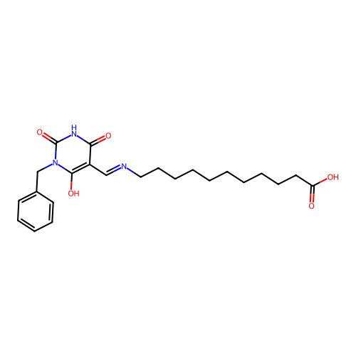 11-[(1-benzyl-2,4,6-trioxo-1,3-diazinan-5-ylidene)methylamino]undecanoic Acid structure