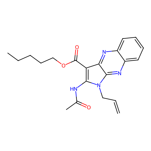 pentyl 2-acetamido-1-allyl-1H-pyrrolo[2,3-b]quinoxaline-3-carboxylate structure