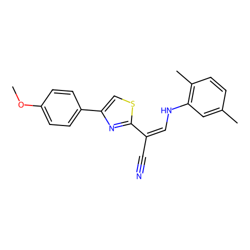 (Z)-3-((2,5-dimethylphenyl)amino)-2-(4-(4-methoxyphenyl)thiazol-2-yl)acrylonitrile structure