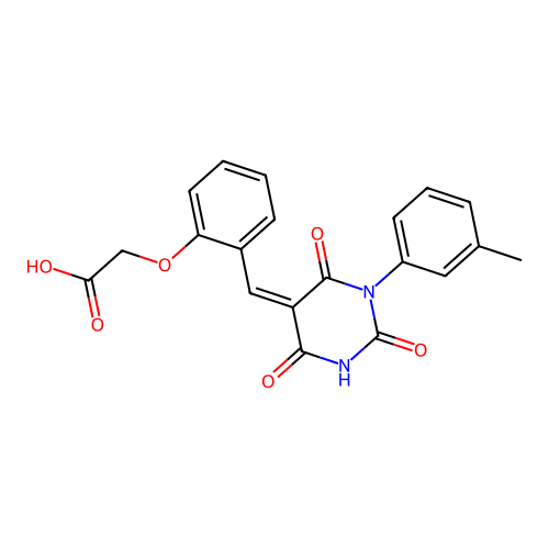 2-[2-[[1-(3-methylphenyl)-2,4,6-trioxo-1,3-diazinan-5-ylidene]methyl]phenoxy]acetic Acid structure