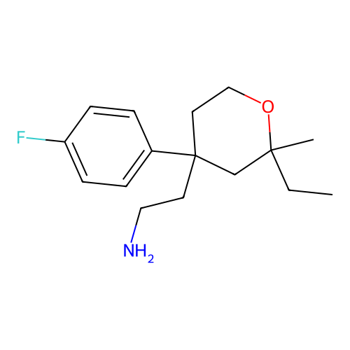 2-(2-ethyl-4-(4-fluorophenyl)-2-methyltetrahydro-2H-pyran-4-yl)ethanamine structure