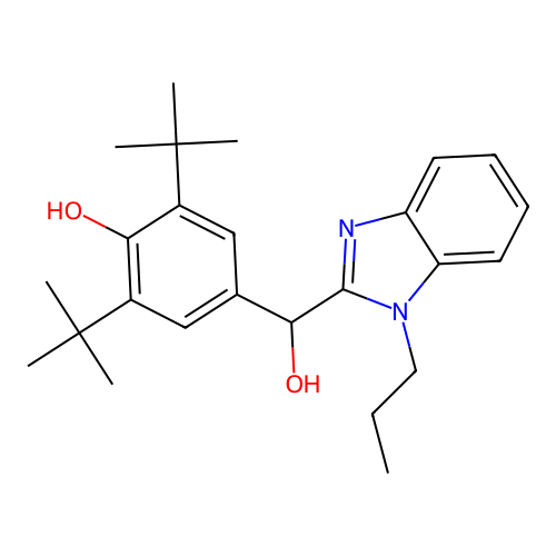 2,6-di-tert-butyl-4-[hydroxy(1-propyl-1H-benzimidazol-2-yl)methyl]phenol structure