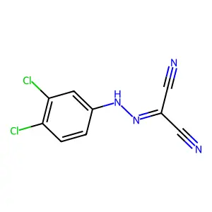 ((3,4-二氯苯基)亚肼基)丙二腈 structure