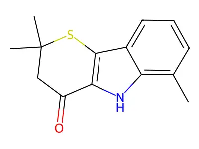 2,2,6-trimethyl-2,3-dihydrothiopyrano[3,2-b]indol-4(5H)-one structure