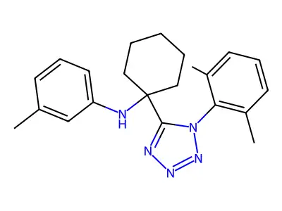 N-[1-[1-(2,6-dimethylphenyl)tetrazol-5-yl]cyclohexyl]-3-methylaniline structure