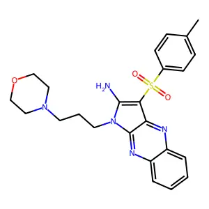 3-[(4-methylphenyl)sulfonyl]-1-[3-(morpholin-4-yl)propyl]-1H-pyrrolo[2,3-b]quinoxalin-2-amine structure