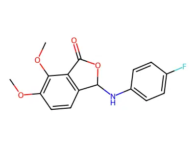3-[(4-fluorophenyl)amino]-6,7-dimethoxy-2-benzofuran-1(3H)-one structure