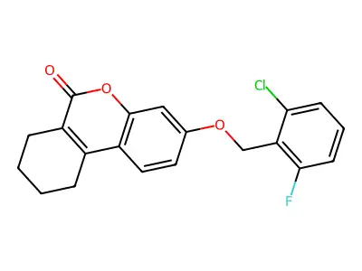 3-[(2-chloro-6-fluorobenzyl)oxy]-7,8,9,10-tetrahydro-6H-benzo[c]chromen-6-one structure
