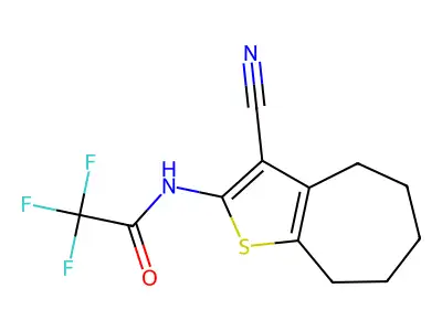 N-(3-cyano-5,6,7,8-tetrahydro-4H-cyclohepta[b]thiophen-2-yl)-2,2,2-trifluoroacetamide structure