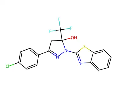 2-(1,3-benzothiazol-2-yl)-5-(4-chlorophenyl)-3-(trifluoromethyl)-4H-pyrazol-3-ol structure