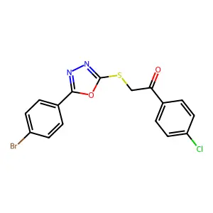 2-{[5-(4-Bromophenyl)-1,3,4-oxadiazol-2-yl]sulfanyl}-1-(4-chlorophenyl)ethanone structure