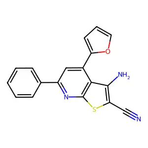 3-Amino-4-(furan-2-yl)-6-phenylthieno[2,3-b]pyridine-2-carbonitrile structure