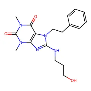 8-(3-Hydroxy-propylamino)-1,3-dimethyl-7-phenethyl-3,7-dihydro-purine-2,6-dione structure