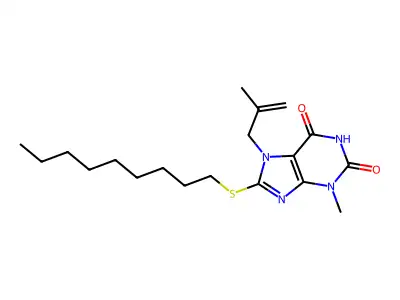 3-Methyl-7-(2-methylprop-2-enyl)-8-nonylsulfanylpurine-2,6-dione structure