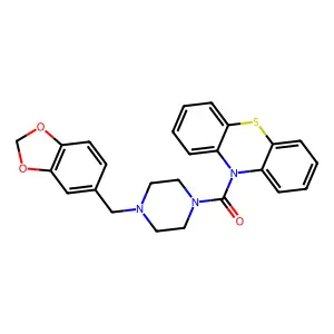 10-{[4-(1,3-benzodioxol-5-ylmethyl)piperazin-1-yl]carbonyl}-10H-phenothiazine structure