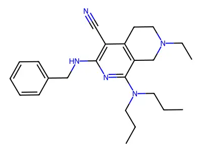 3-(benzylamino)-1-(dipropylamino)-7-ethyl-5,6,7,8-tetrahydro-2,7-naphthyridine-4-carbonitrile structure