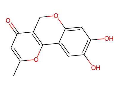 8,9-Dihydroxy-2-methyl-4H,5H-pyrano(3,2-c)(1)benzopyran-4-one structure