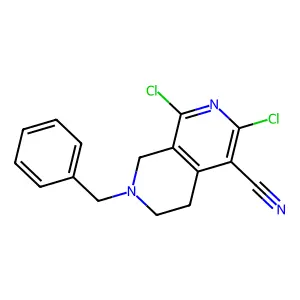 7-Benzyl-1,3-dichloro-5,6,7,8-tetrahydro-2,7-naphthyridine-4-carbonitrile structure