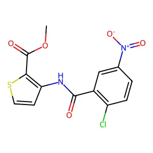 Methyl 3-({2-chloro-5-nitrobenzoyl}amino)-2-thiophenecarboxylate structure
