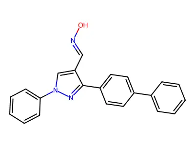 N-[[1-phenyl-3-(4-phenylphenyl)pyrazol-4-yl]methylidene]hydroxylamine structure