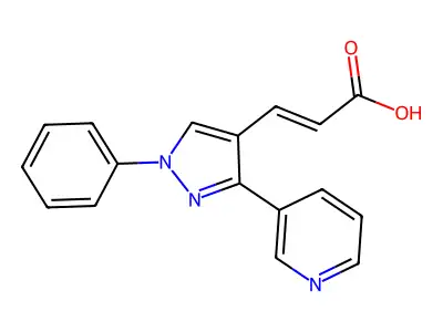 3-[1-phenyl-3-(pyridin-3-yl)-1H-pyrazol-4-yl]prop-2-enoic acid structure
