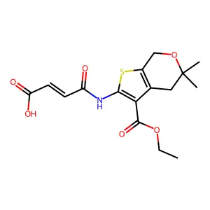 (2E)-4-{[3-(ethoxycarbonyl)-5,5-dimethyl-4,7-dihydro-5H-thieno[2,3-c]pyran-2-yl]amino}-4-oxobut-2-enoic acid structure