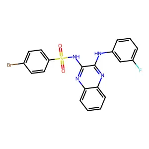 4-bromo-N-[3-(3-fluoroanilino)quinoxalin-2-yl]benzenesulfonamide structure