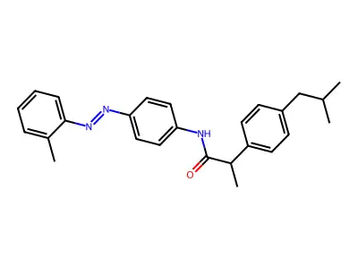 (E)-2-(4-isobutylphenyl)-N-(4-(o-tolyldiazenyl)phenyl)propanamide structure