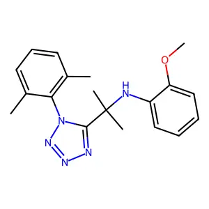 N-[2-[1-(2,6-dimethylphenyl)tetrazol-5-yl]propan-2-yl]-2-methoxyaniline structure