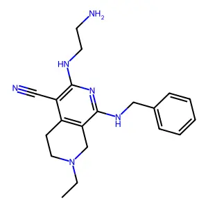 3-((2-Aminoethyl)amino)-1-(benzylamino)-7-ethyl-5,6,7,8-tetrahydro-2,7-naphthyridine-4-carbonitrile structure