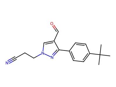 3-[3-(4-Tert-butylphenyl)-4-formylpyrazol-1-yl]propanenitrile structure