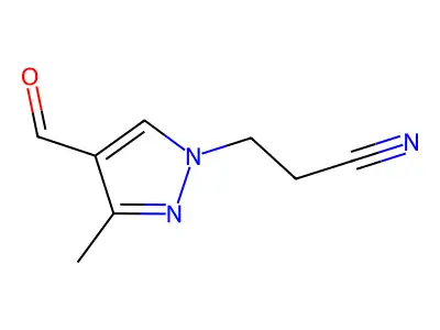 3-(4-formyl-3-methyl-1H-pyrazol-1-yl)propanenitrile structure
