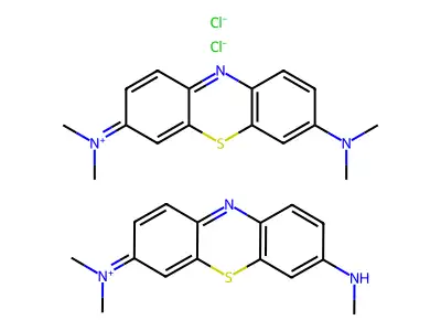 Bis([7-(diethylamino)phenothiazin-3-ylidene]-diethylazanium) dichloride structure